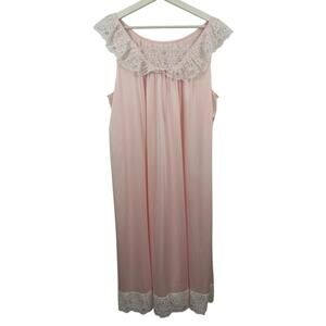 Vintage Shadowline Pink Nightgown Women's Size L
